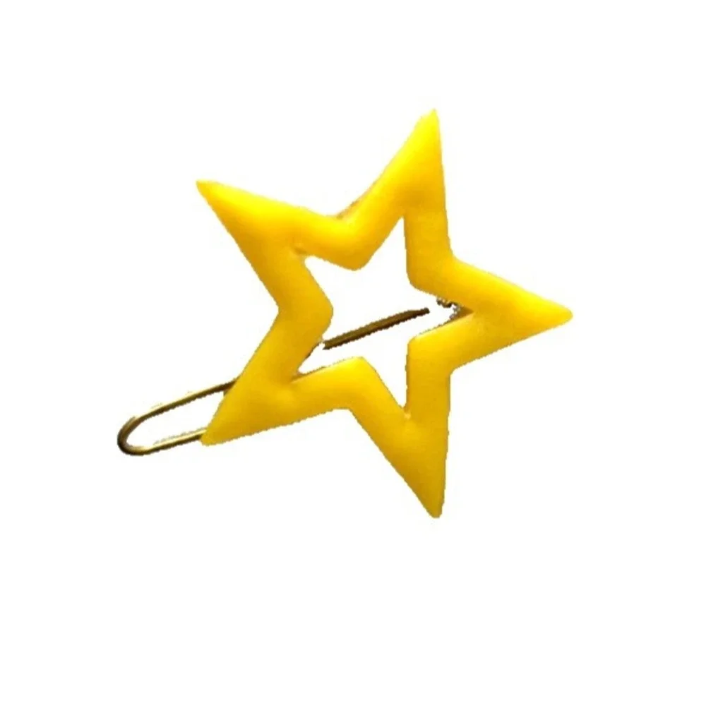 Vintage France Yellow Star Hair Clip 1970s Celestial Pop Art Novelty Barrette